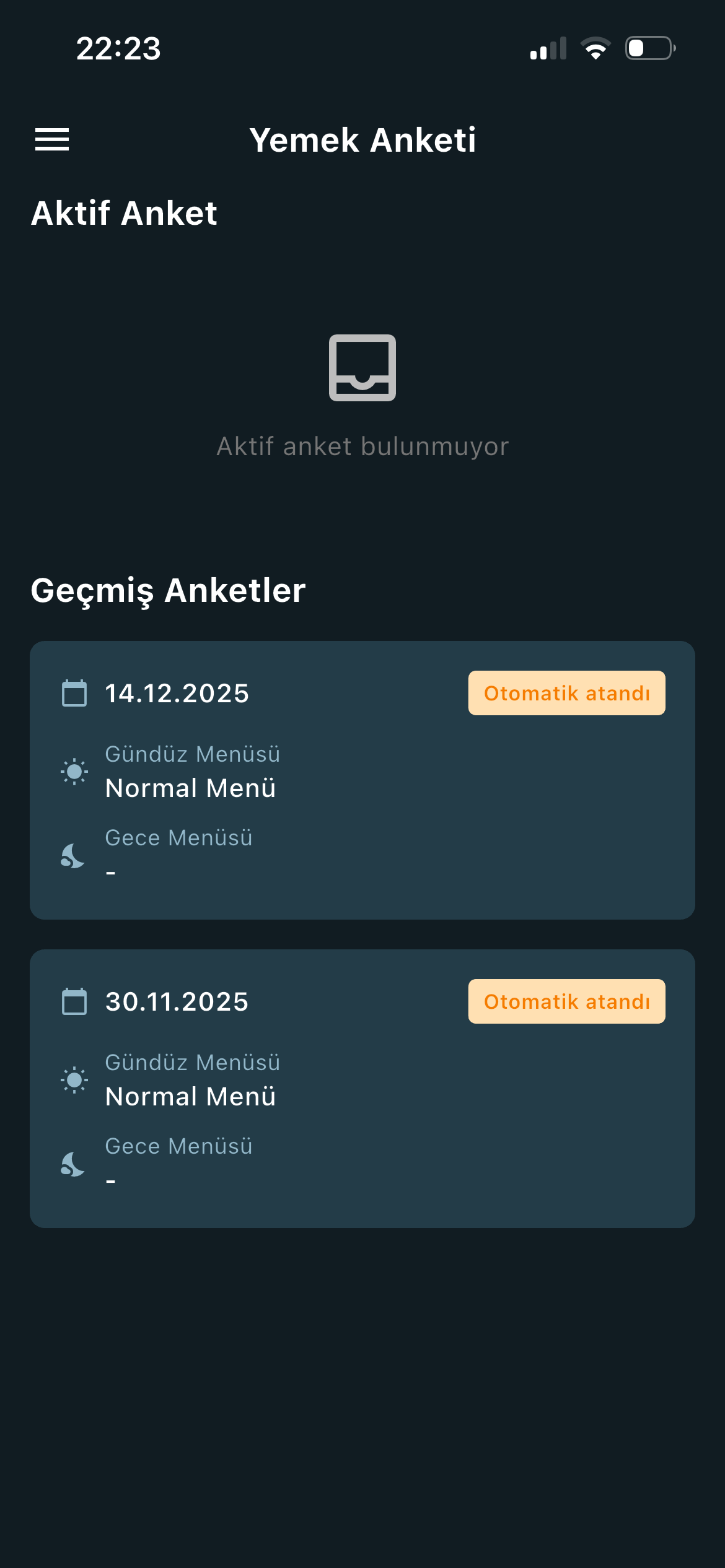 Yemek Anketi